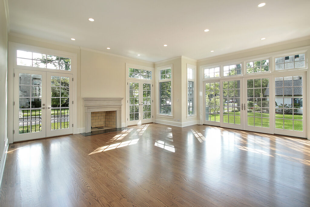 Living room with replacement windows